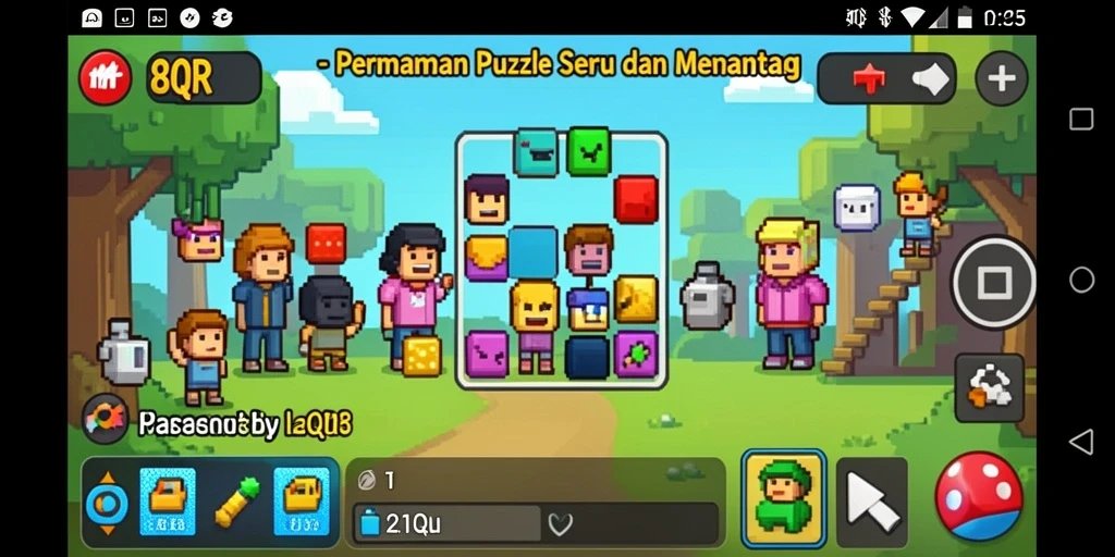 Tangkapan layar dari gameplay 8QR yang menunjukkan tantangan teka-teki.