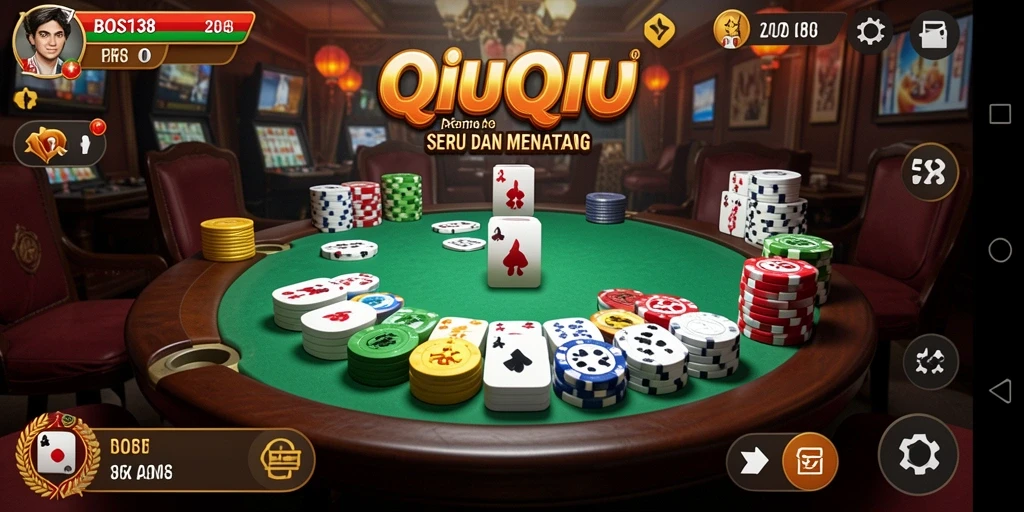Screenshot utama BOS138 menampilkan gameplay QiuQiu yang menarik dan interaktif.