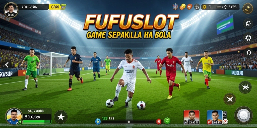 Screenshot FUFUSLOT menunjukkan aksi mendebarkan dalam pertandingan sepak bola.