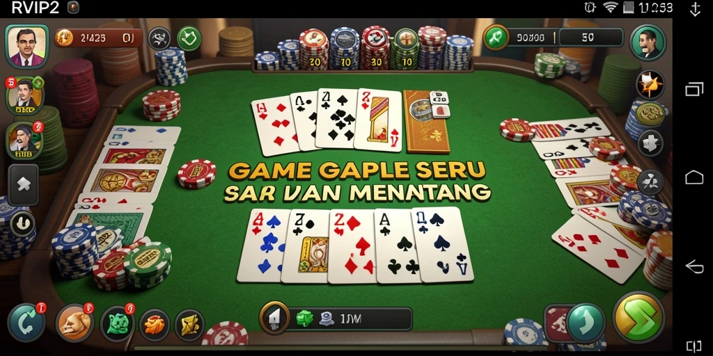 Tampilan gameplay RVIP2 yang menarik dengan kartu Gaple.